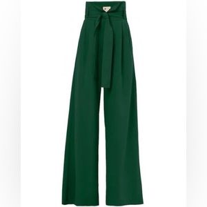 Julia Allert High Waist LONG Dark Green Trousers Pants - Small